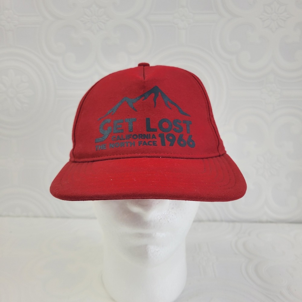 The North Face Snapback Hat Cap Sunwashed Trucker Get Lost California 1966 Red